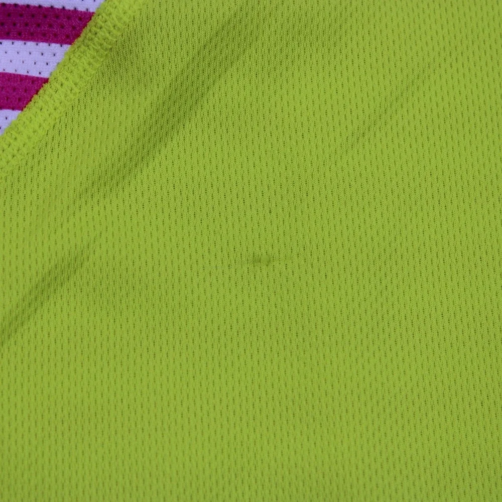Nike Dri-FIT Womens Tank Top Neon Yellow Pink Striped Racerback Running Small